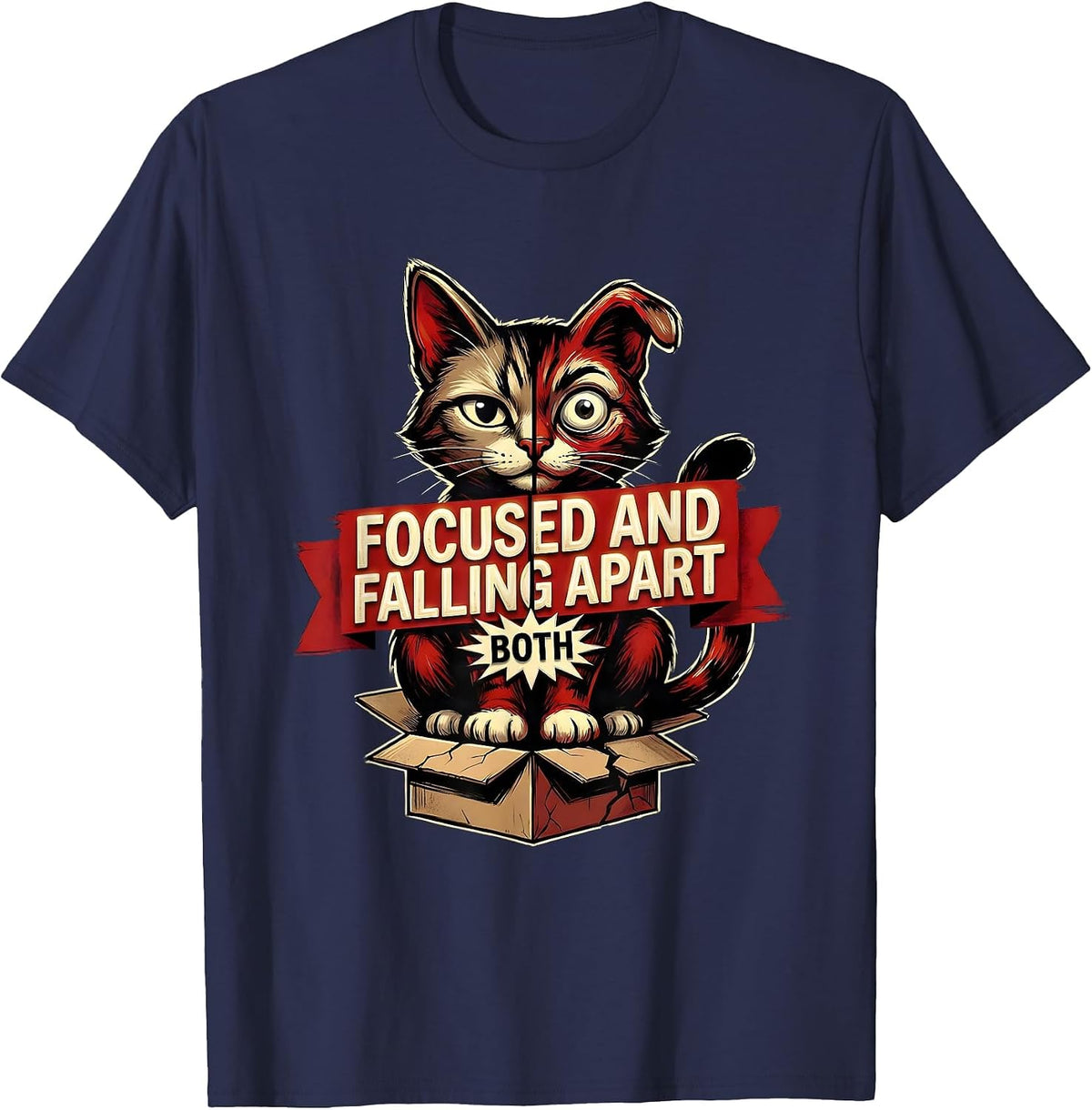 Men's Focused And Falling Apart Both Quantum Physics Teacher T-Shirt - Navy Blue