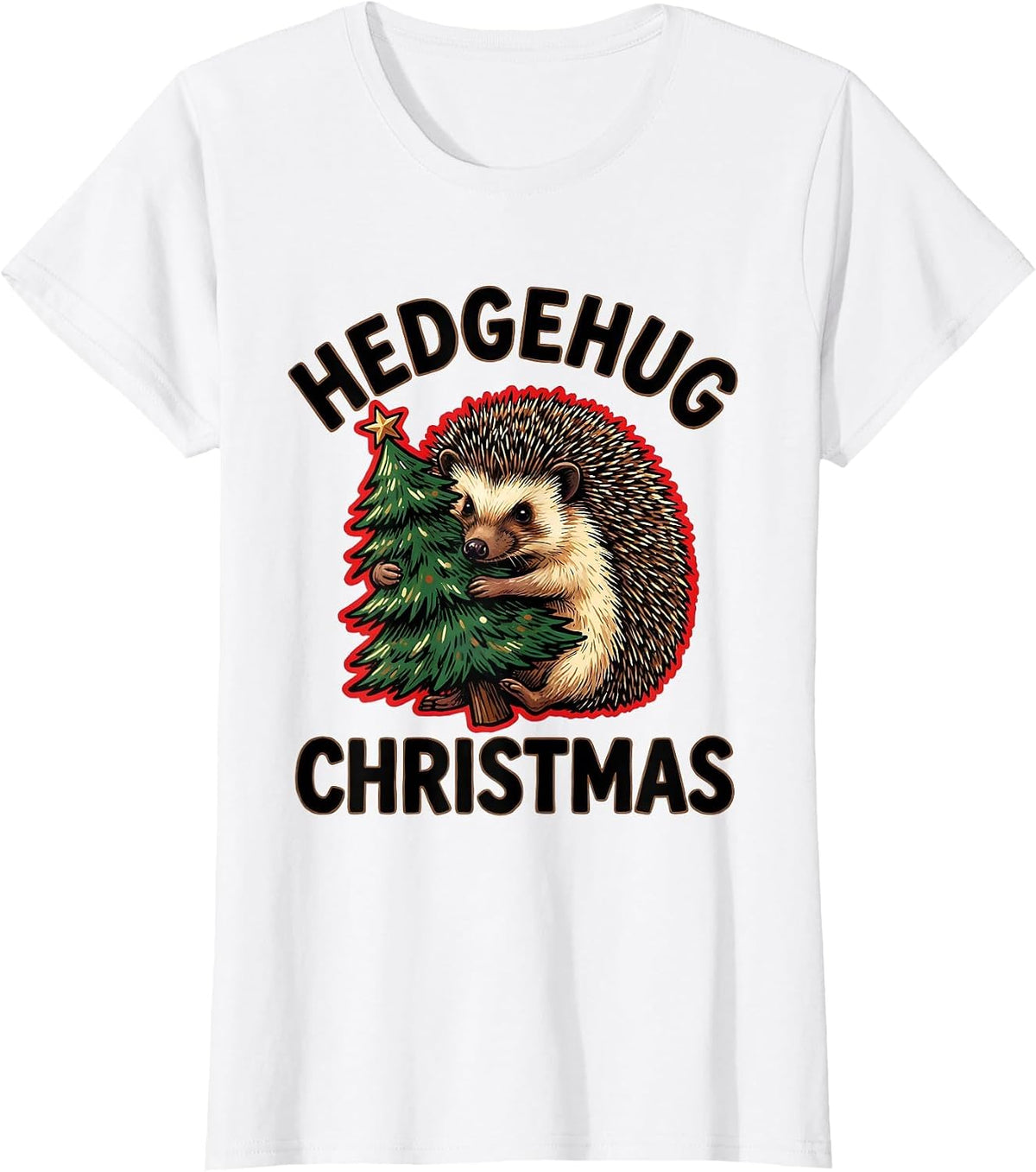 Women's Hedgehug Christmas Cute Hedgehog Lover Funny Family Holiday T-Shirt - White