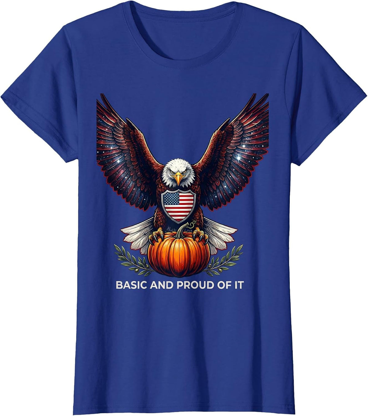 Women's Basic and Proud of It Pumpkin Fall Design T-Shirt - Royal Blue