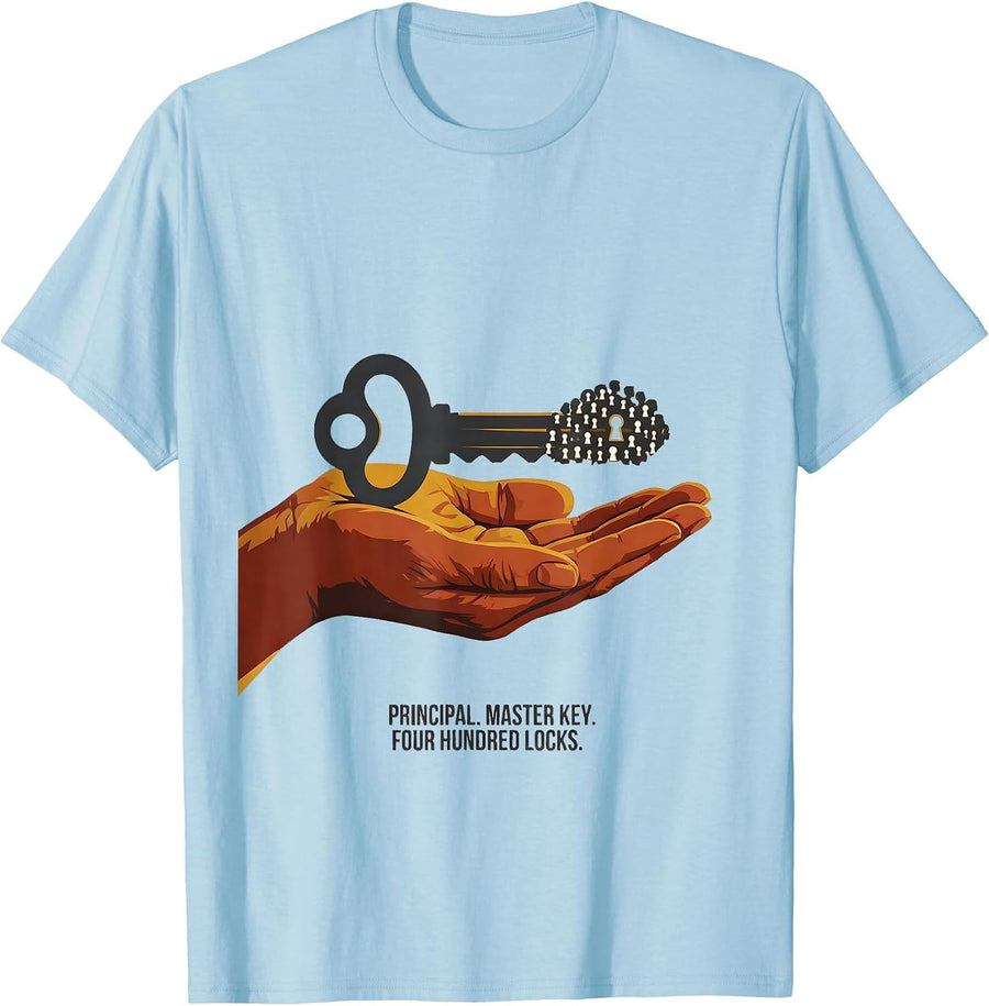 Men's Principal Master Key Four Hundred Locks Funny T-Shirt - Baby Blue