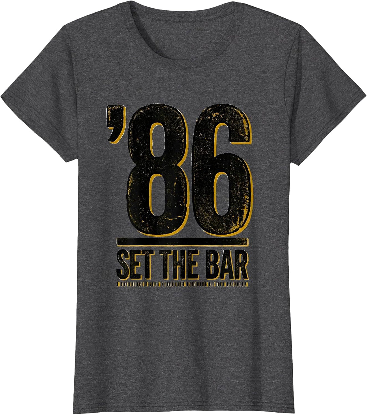 Women's '86 Set The Bar Vintage 90s Hip-Hop Rap Lyric Quote T-Shirt - Dark Heather Grey