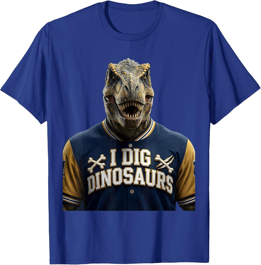 I Dig Dinosaurs Boys Dino Lover Design T-Shirt - Royal Blue