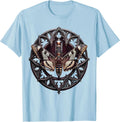 Men's Moth and Glowing Vacuum Tube Rock Music Art T-Shirt - Baby Blue
