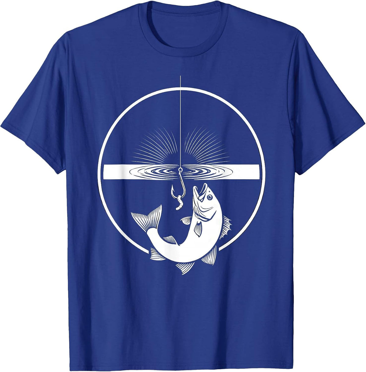Worm on Hook Deep Water Fishing Graphic T-Shirt - Royal Blue