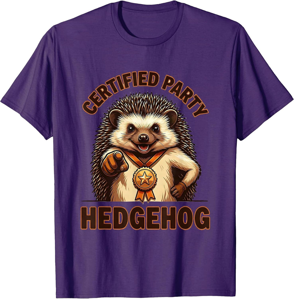Certified Party Hedgehog Funny Animal Control Halloween T-Shirt - Purple