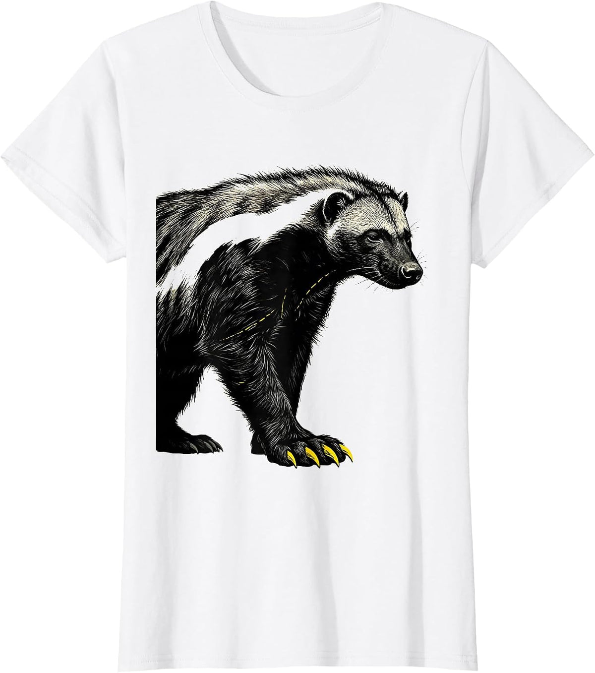 Women's Honey Badger Stencil Graphic Animal Humor Meme T-Shirt - White