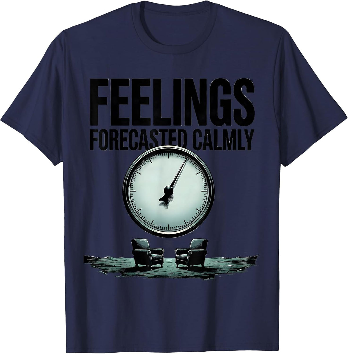 Feelings, Forecasted Calmly Groovy Retro School Counselor T-Shirt - Navy Blue