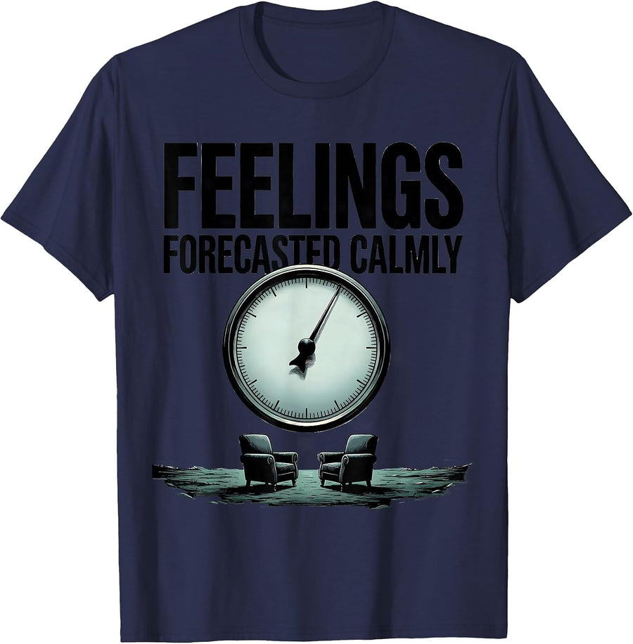 Feelings, Forecasted Calmly Groovy Retro School Counselor T-Shirt - Navy Blue