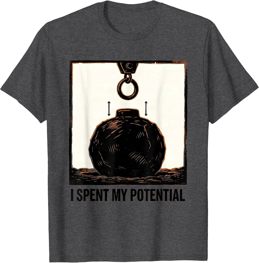 Men's I Spent My Potential Funny Physics Pun Humor T-Shirt - Dark Heather Grey