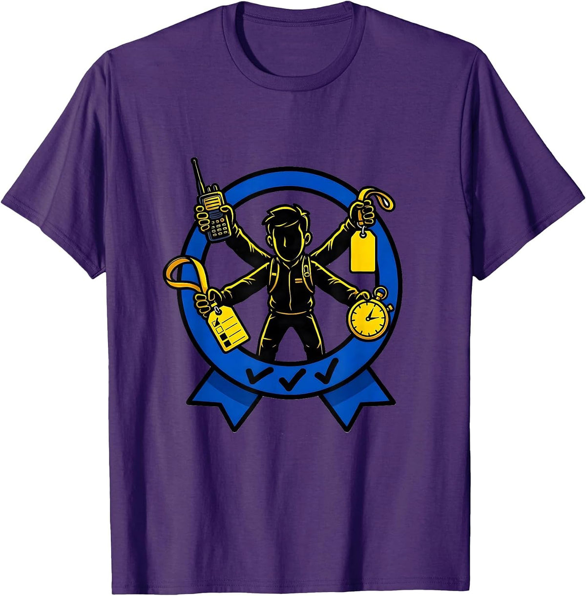 Sealed Para Badge Cartoon Humor School Support Staff T-Shirt - Purple