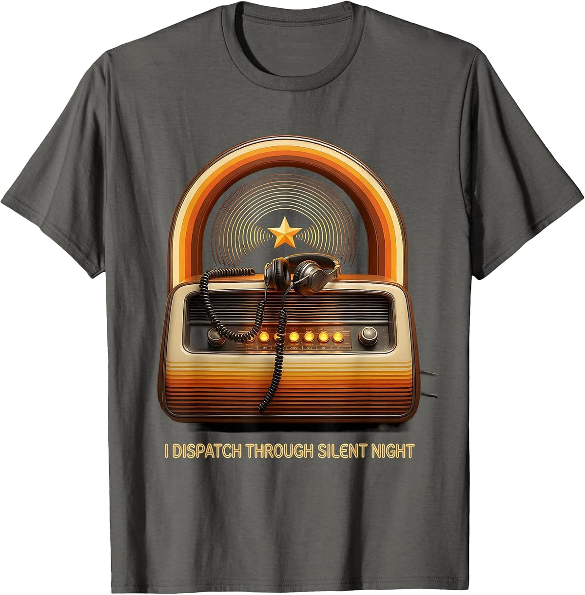 Men's I Dispatch Through Silent Night Retro 70s Funny 911 T-Shirt - Asphalt Grey