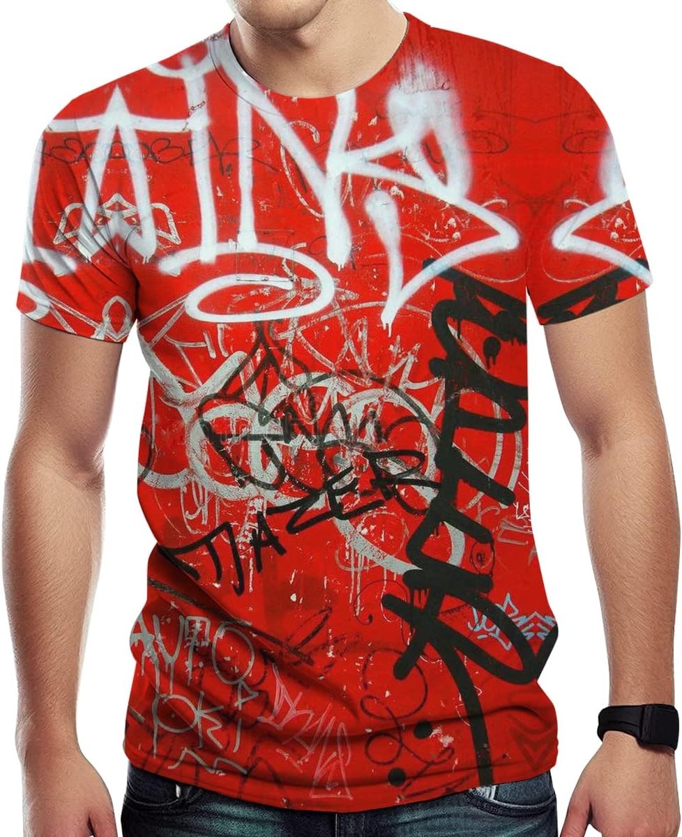 Men's Cool Tshirt with Hip Hop Graffiti Graphic Print, Street Novelty Tee Top, Best Birthday Gifts - Color 2