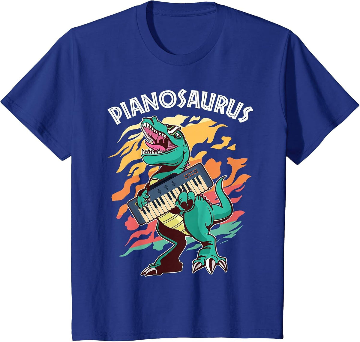 Pianosaurus Kids Pianist Dinosaur Music Piano T-Shirt - Royal Blue