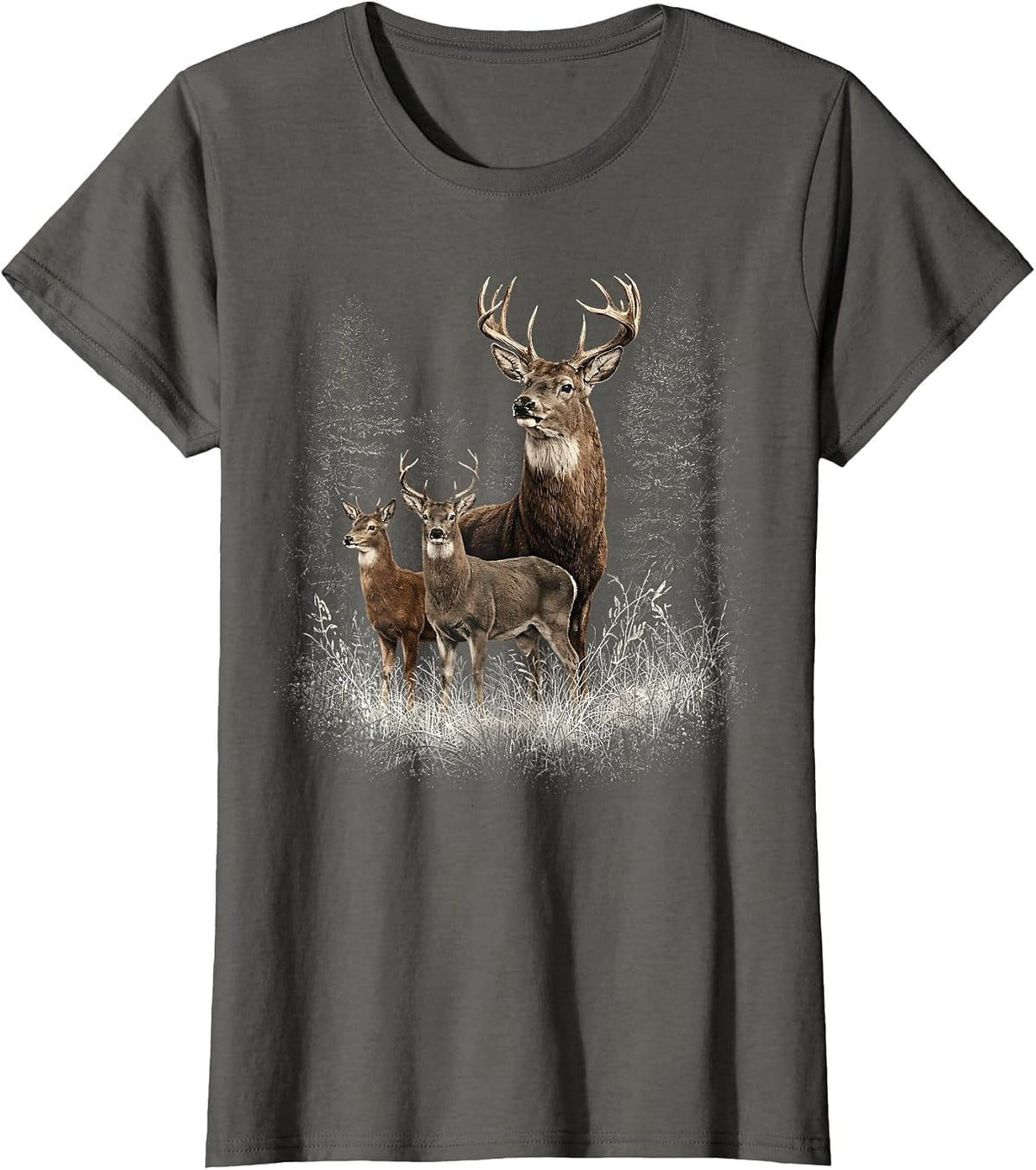 Deer Forest Nature Lover Vintage Deer Hunting Hunter T-Shirt - Asphalt Grey