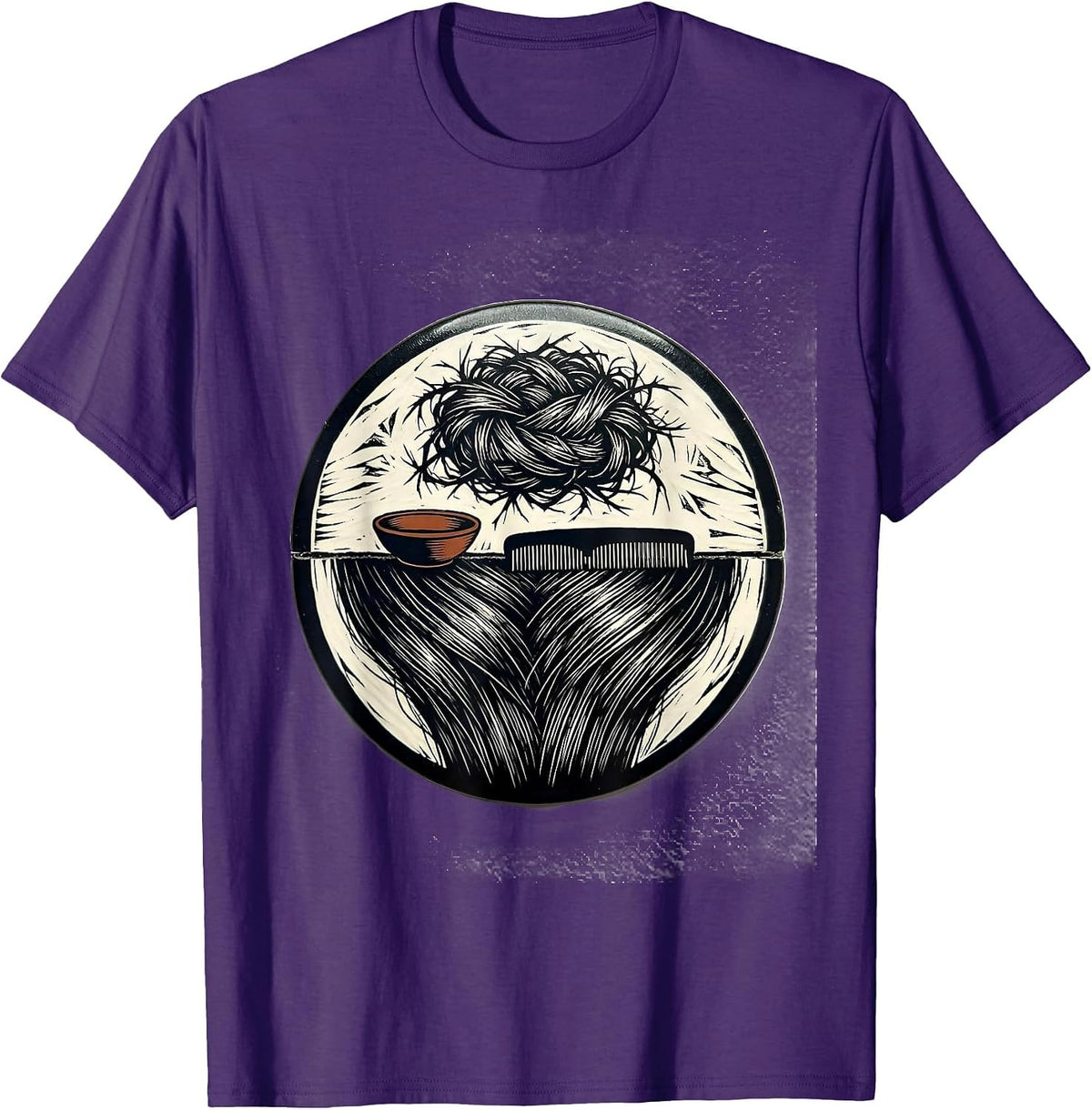 Sealed Hair Badge Linocut Hairdresser Barber Gift T-Shirt - Purple