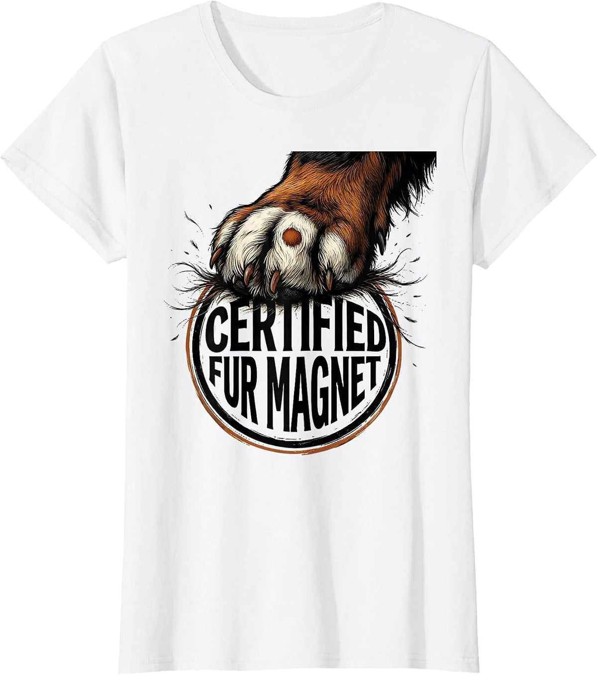 Women's Certified Fur Magnet Funny Bernese Mountain Dog Owner Pet T-Shirt - White