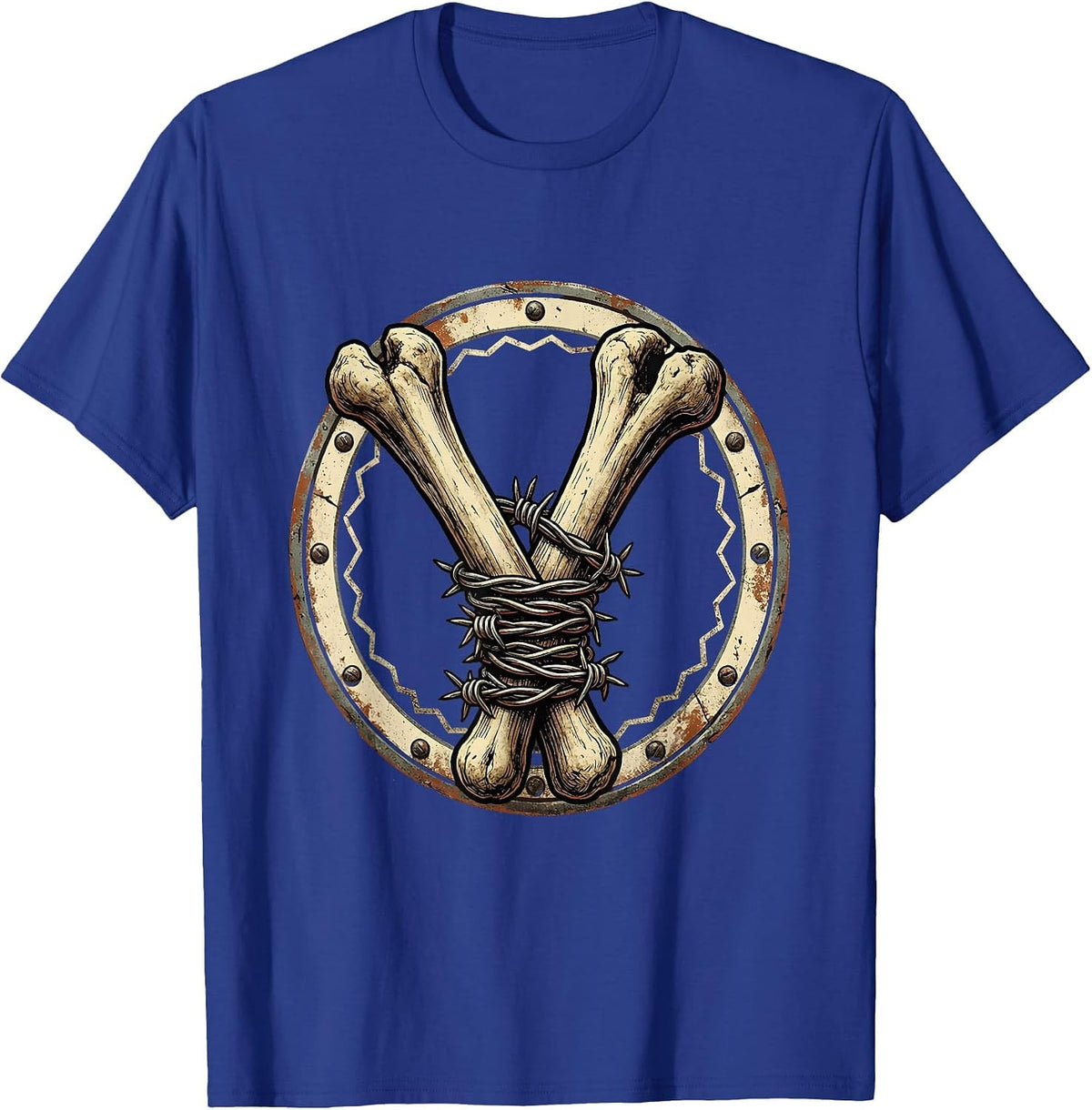 Wishbone Wrapped in Barbed Wire Graphic T-Shirt - Royal Blue