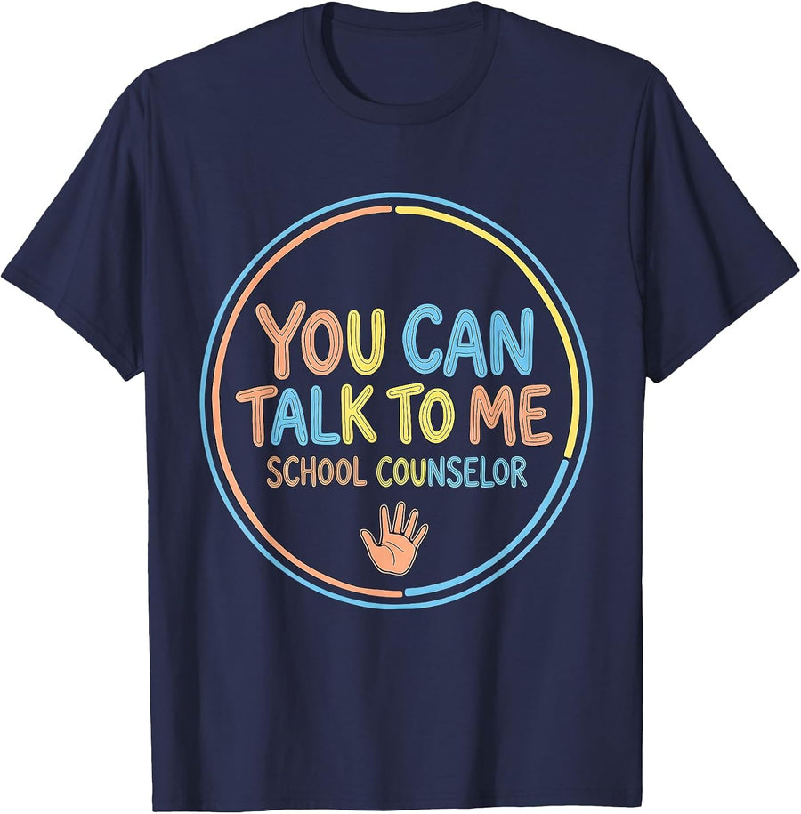 School Counselor — You Can Talk To Me Playful Hand-Drawn T-Shirt - Navy Blue