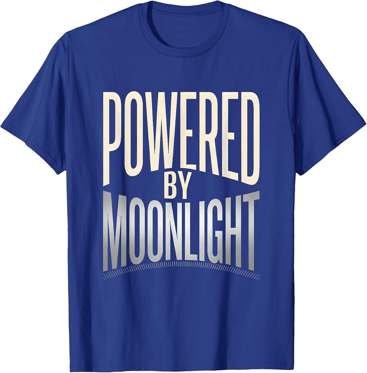 Powered By Moonlight Celestial Astronomy Lunar Cycle Boho T-Shirt - Royal Blue