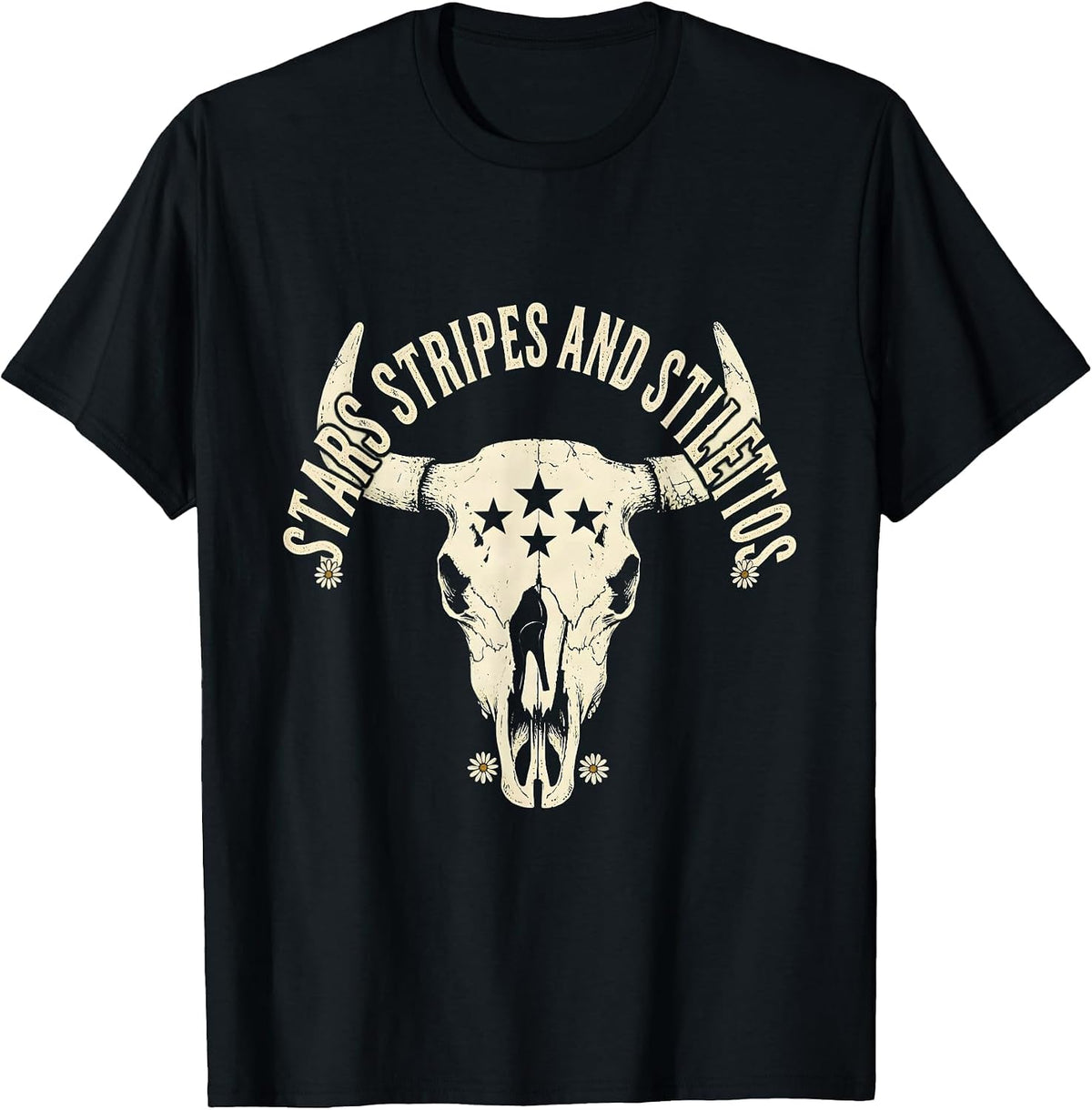 Men's Stars Stripes and Stilettos Patriotic Design T-Shirt - Black