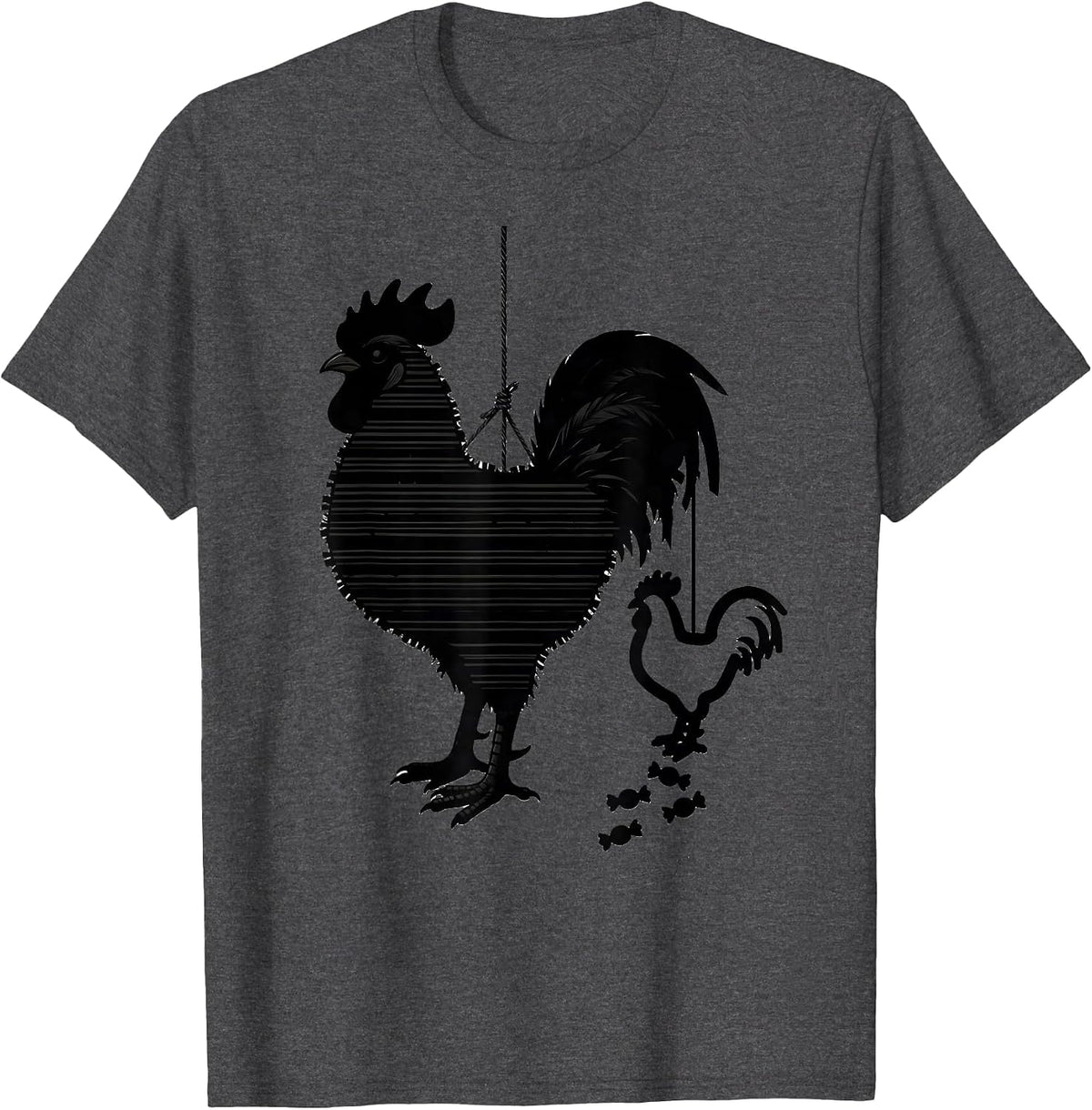 Rooster Pinata Silhouette Cinco De Mayo Party Costume T-Shirt - Dark Heather Grey