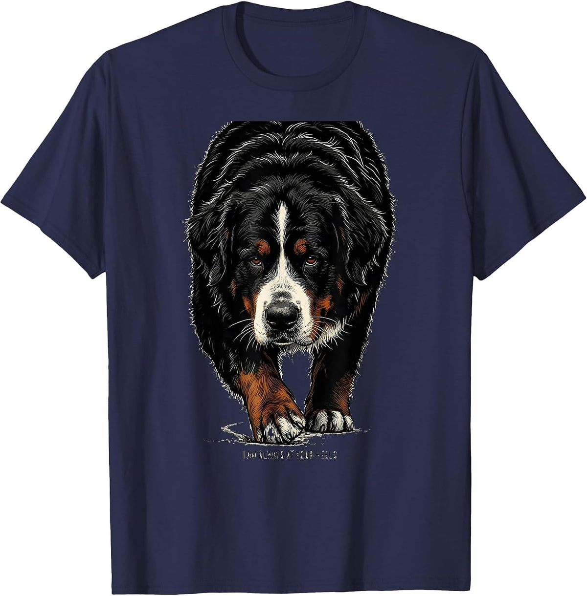 I Am Always At Your Heels Funny Bernese Mountain Dog Owner T-Shirt - Navy Blue