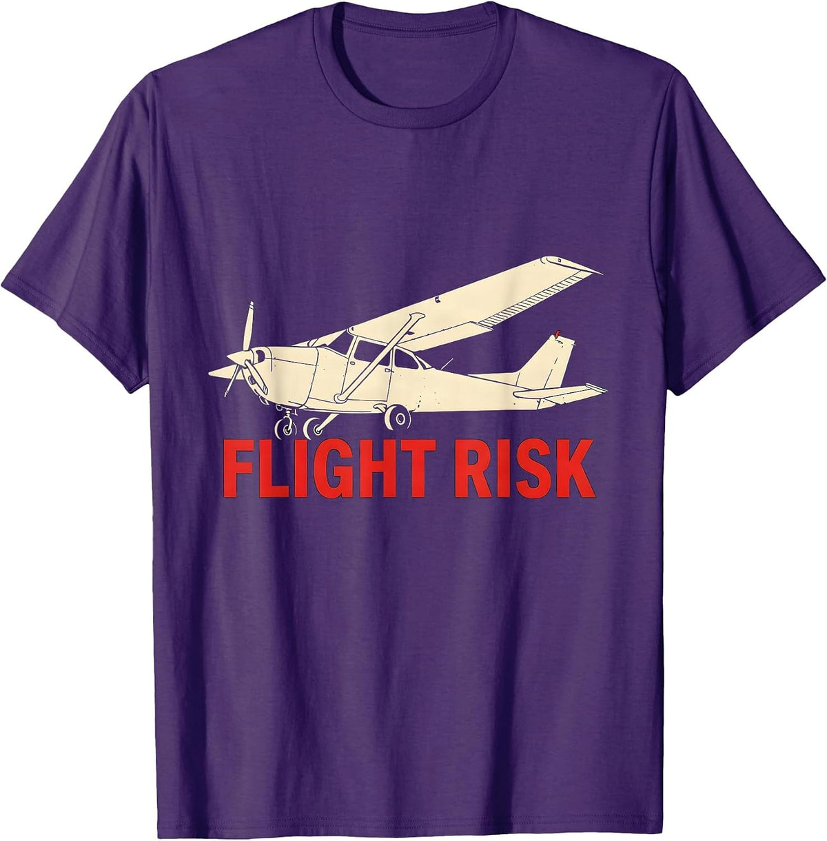Flight Risk Stencil Graphic Aviation Enthusiast Pilot Family T-Shirt - Purple