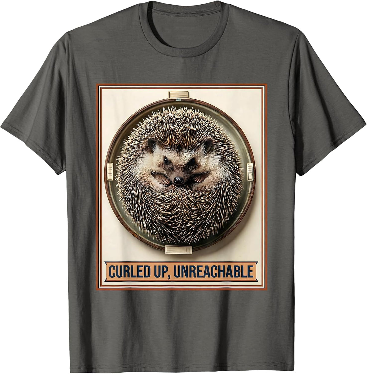 Curled Up, Unreachable Funny Hedgehog Lover Quirky Humor T-Shirt - Asphalt Grey