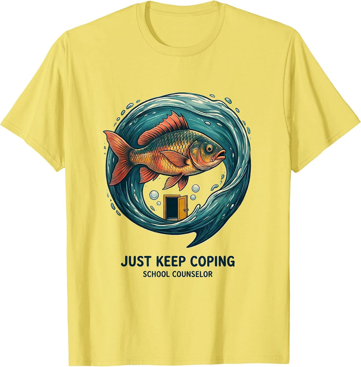 Men's Just Keep Coping School Counselor Funny Appreciation Gift T-Shirt - Lemon Yellow