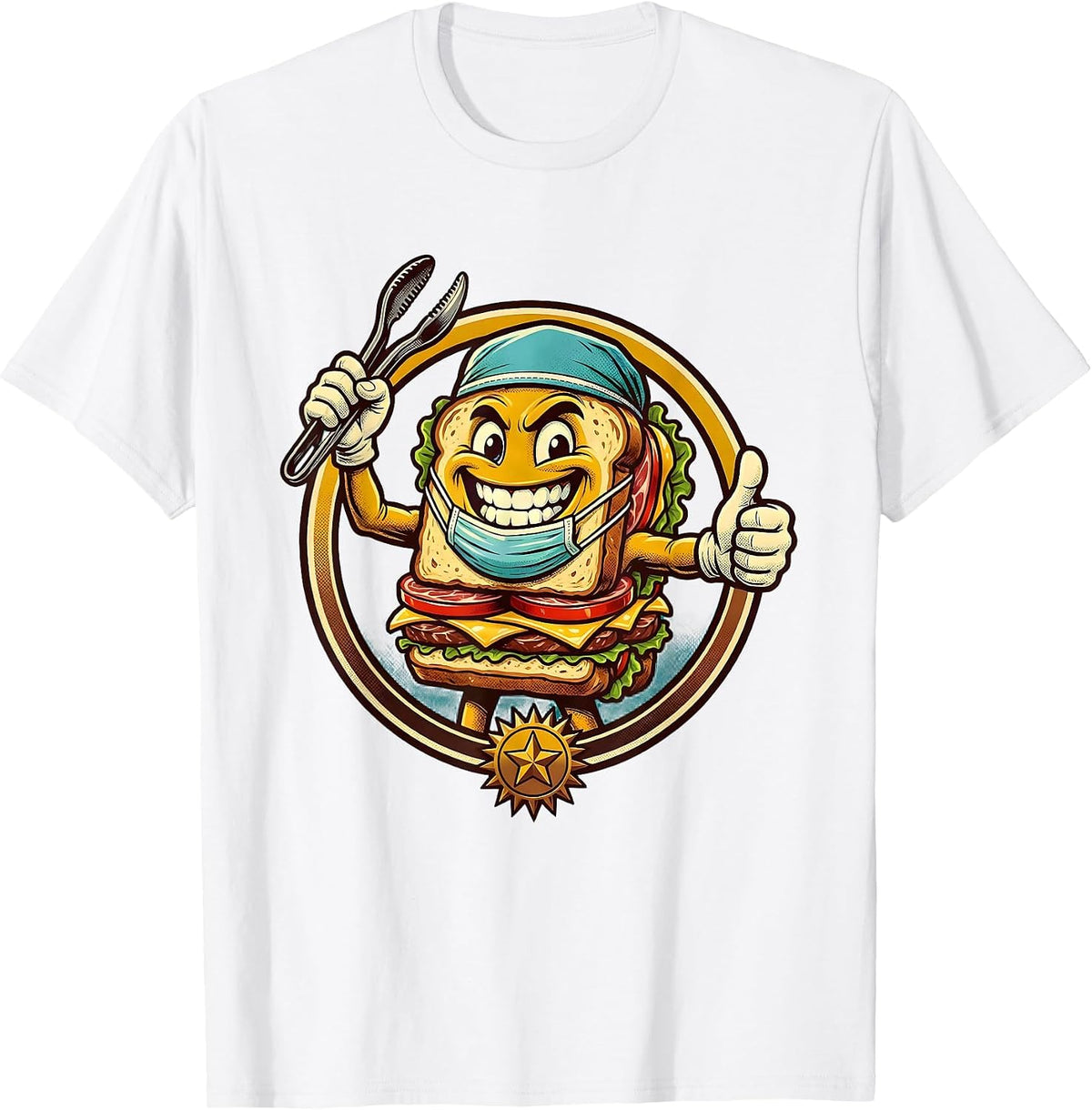 Men's Funny Sandwich Surgery Operating Room Graphic T-Shirt - White