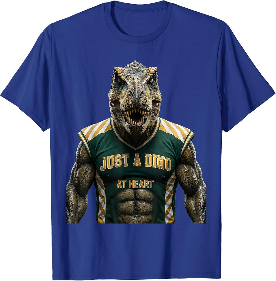 Just a Dino at Heart Dinosaur Lover Design T-Shirt - Royal Blue