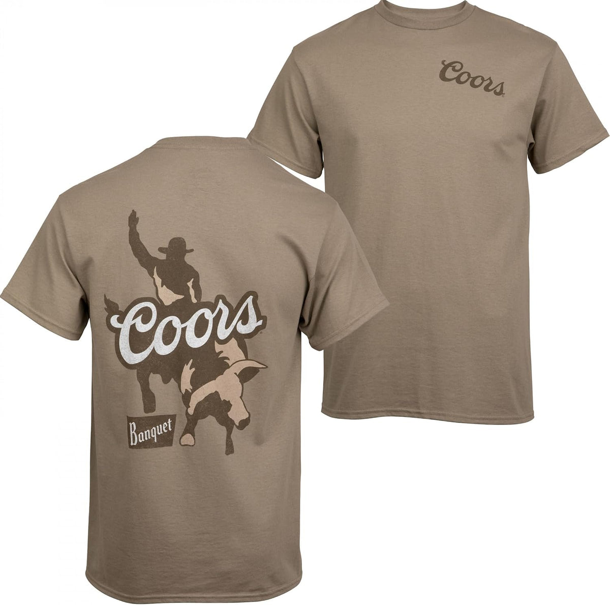 Coors Banquet Rodeo Logo Brown Colorway Front and Back Print T-Shirt - Grey