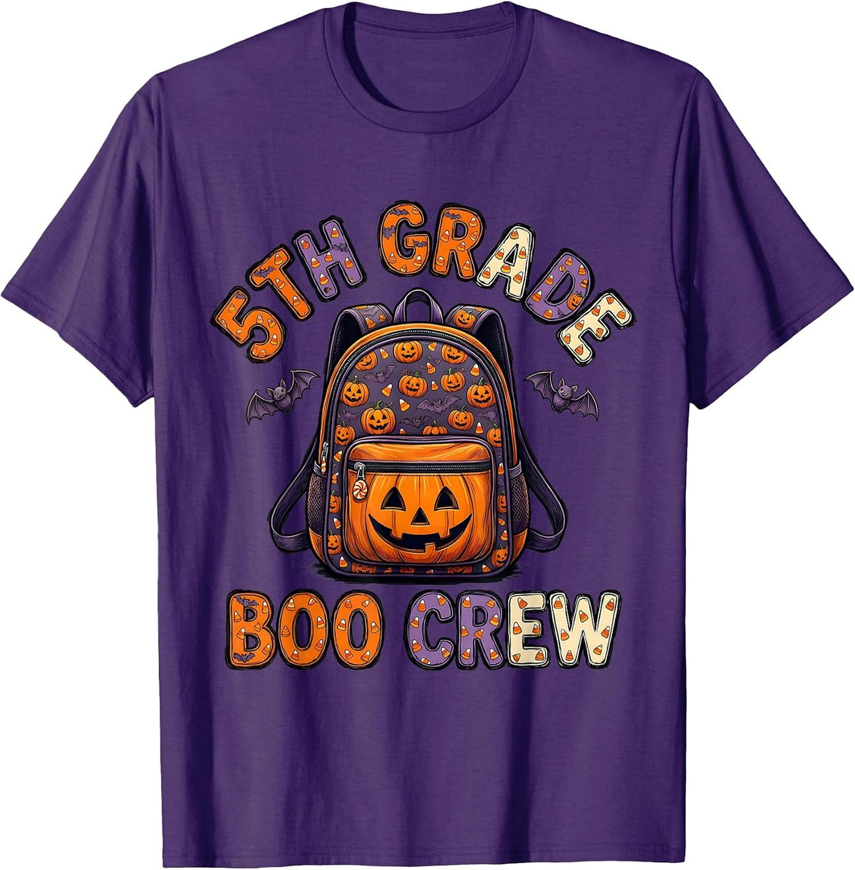 5th Grade Boo Crew Funny Elementary Teacher Halloween T-Shirt - Purple