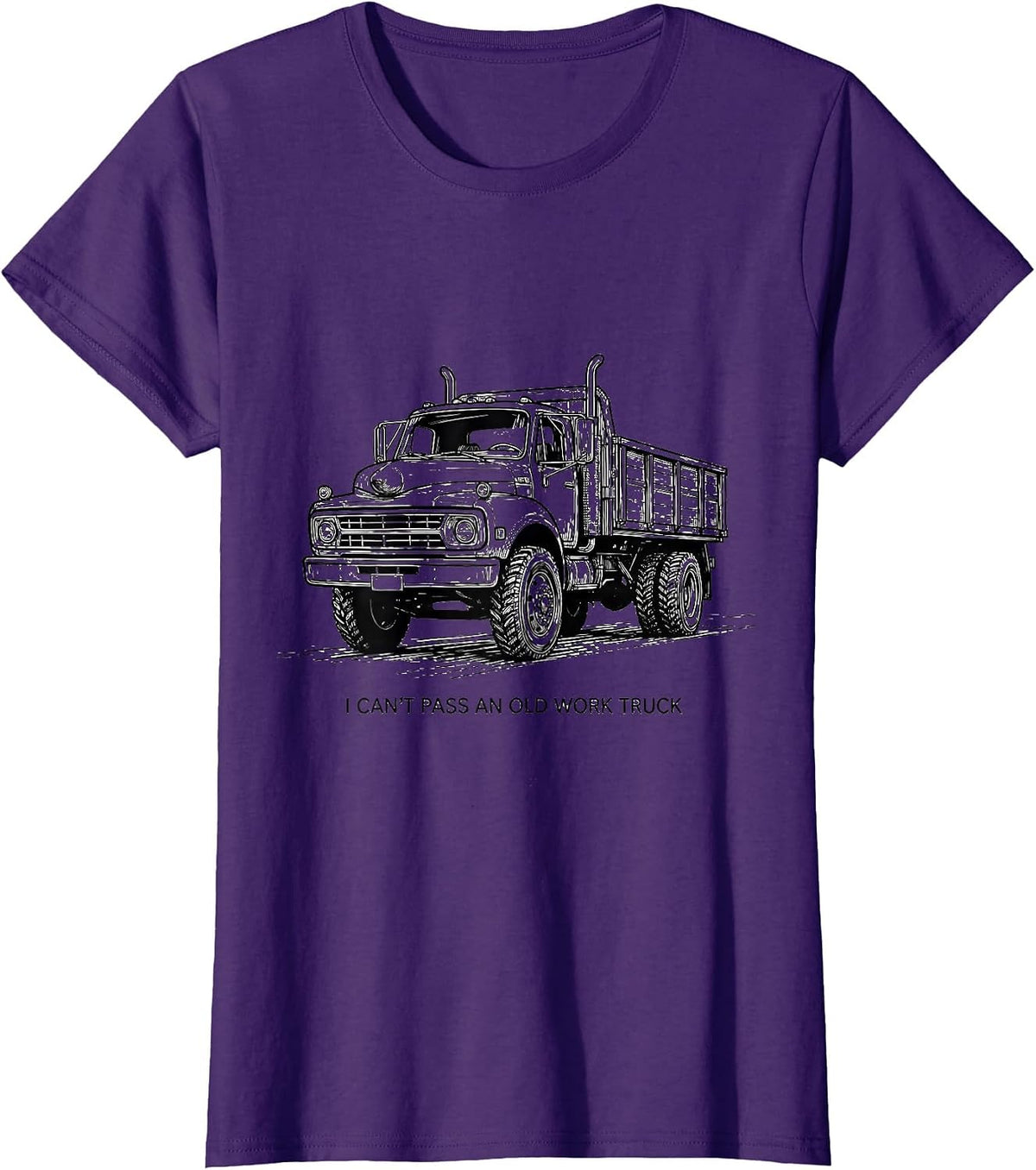 Women's I Can't Pass An Old Work Truck Funny Truck Owner Driver T-Shirt - Purple