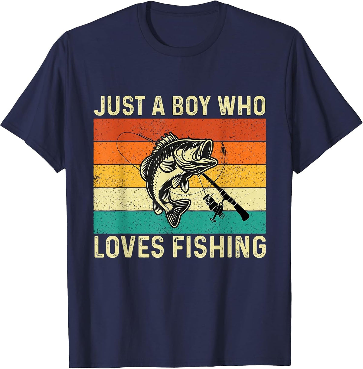 Just A Boy Who Loves Fishing - Fishing Fisherman Angler T-Shirt - Navy Blue