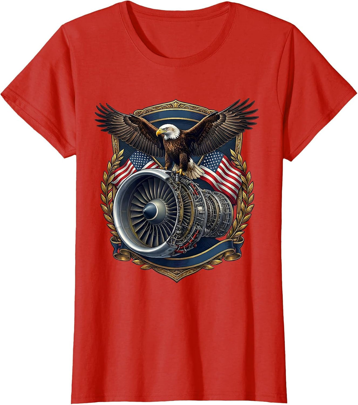 Air Force Turbine Engine Cross-Section Illustration T-Shirt - Red