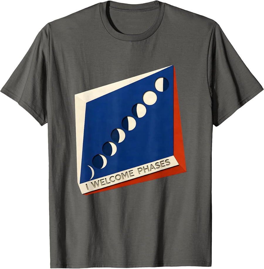 I Welcome Phases Geometric Lunar Cycle Astronomy Astrology T-Shirt - Asphalt Grey