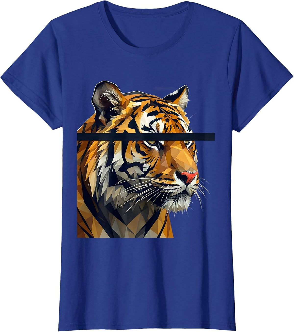 Women's Bengal Tiger Low Poly Faceted Cool Big Cat Lover T-Shirt - Royal Blue