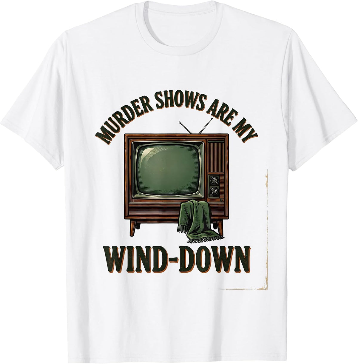 Men's Murder Shows Are My Wind-Down Vintage True Crime Fan Couch T-Shirt - White