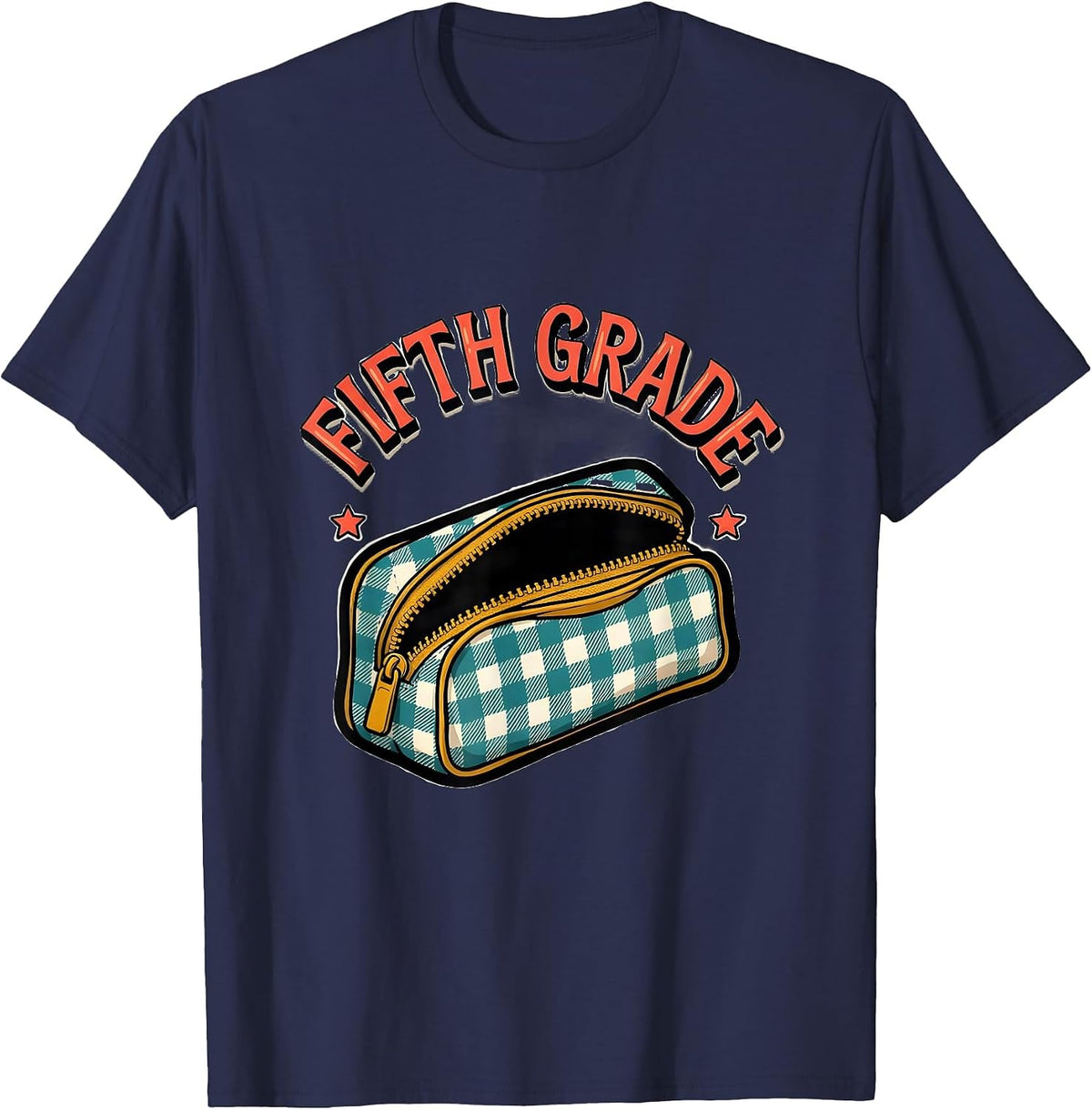 Men's Fifth Grade Retro Checkered Girl Teacher Back To School T-Shirt - Navy Blue