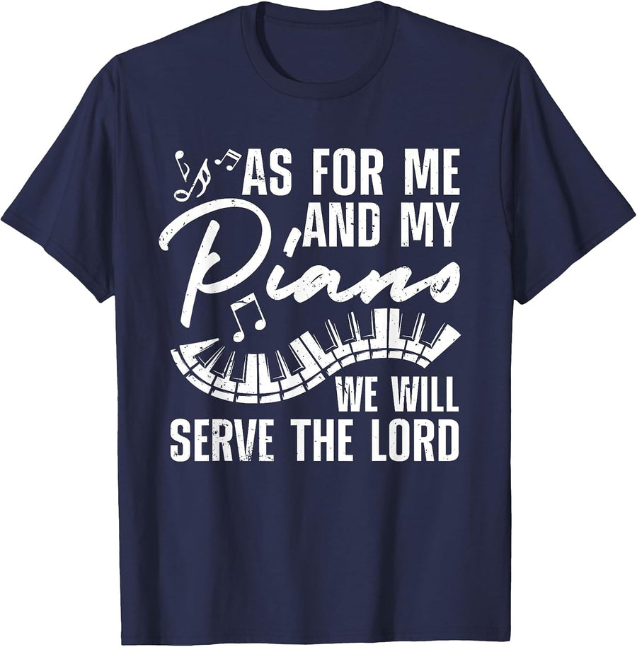 Funny Piano Player Art for Men Women Pianist Piano Teacher T-Shirt - Navy Blue