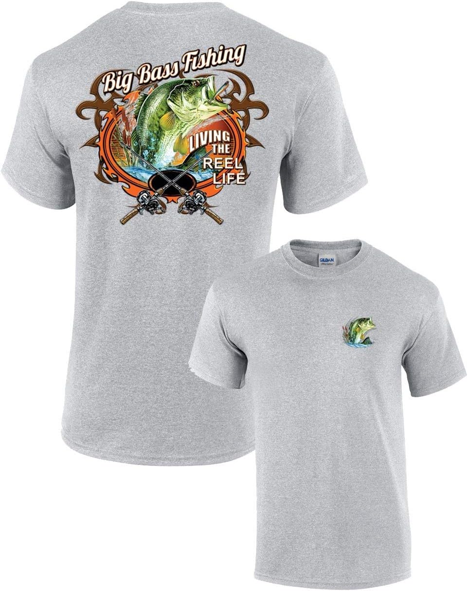 Trenz Shirt Company Big Bass Fishing T-Shirt Fisherman Outdoors Fish Boating Sporting Sport - Small - Sportsgray - As
