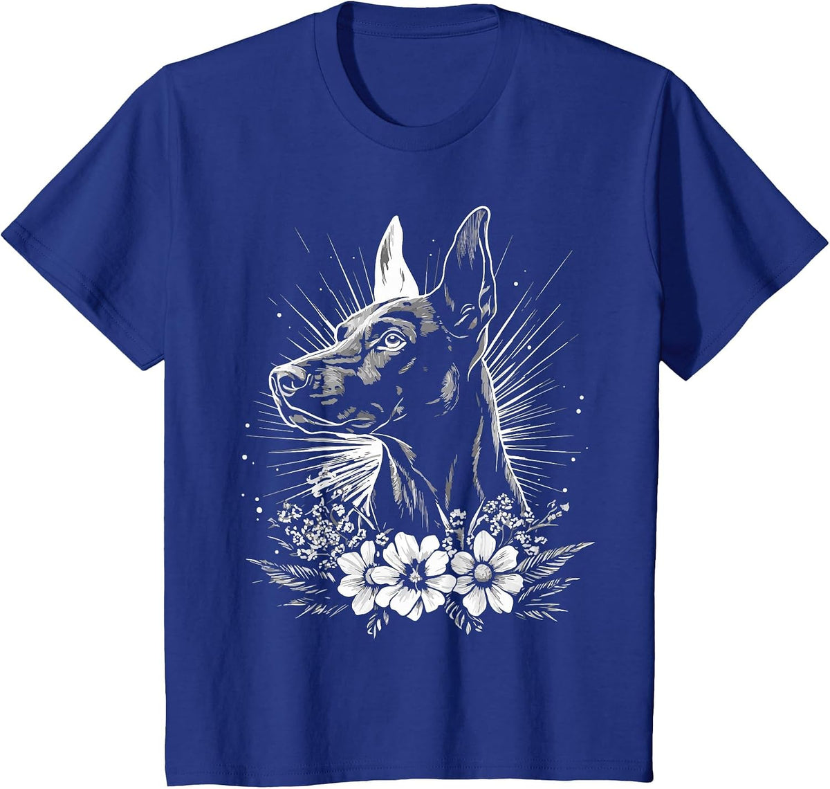 Tattoo Style Lover Doberman Pinscher Retro Dog T-Shirt - Royal Blue
