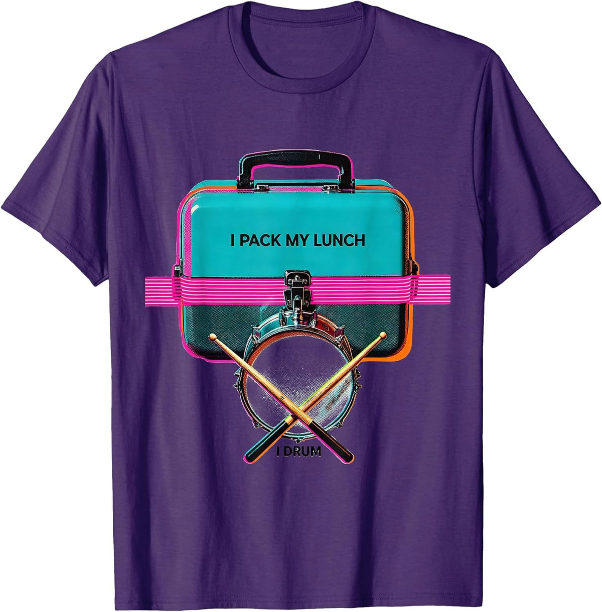 I Pack My Lunch I Drum Funny Drummer Percussionist Humor T-Shirt - Purple