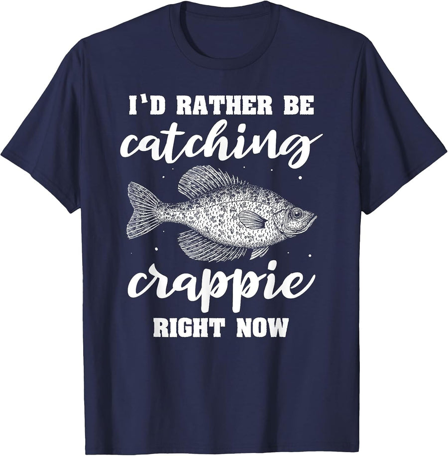 Fisherman Crappie Fishing Crappies Catching Crappies T-Shirt - Navy Blue