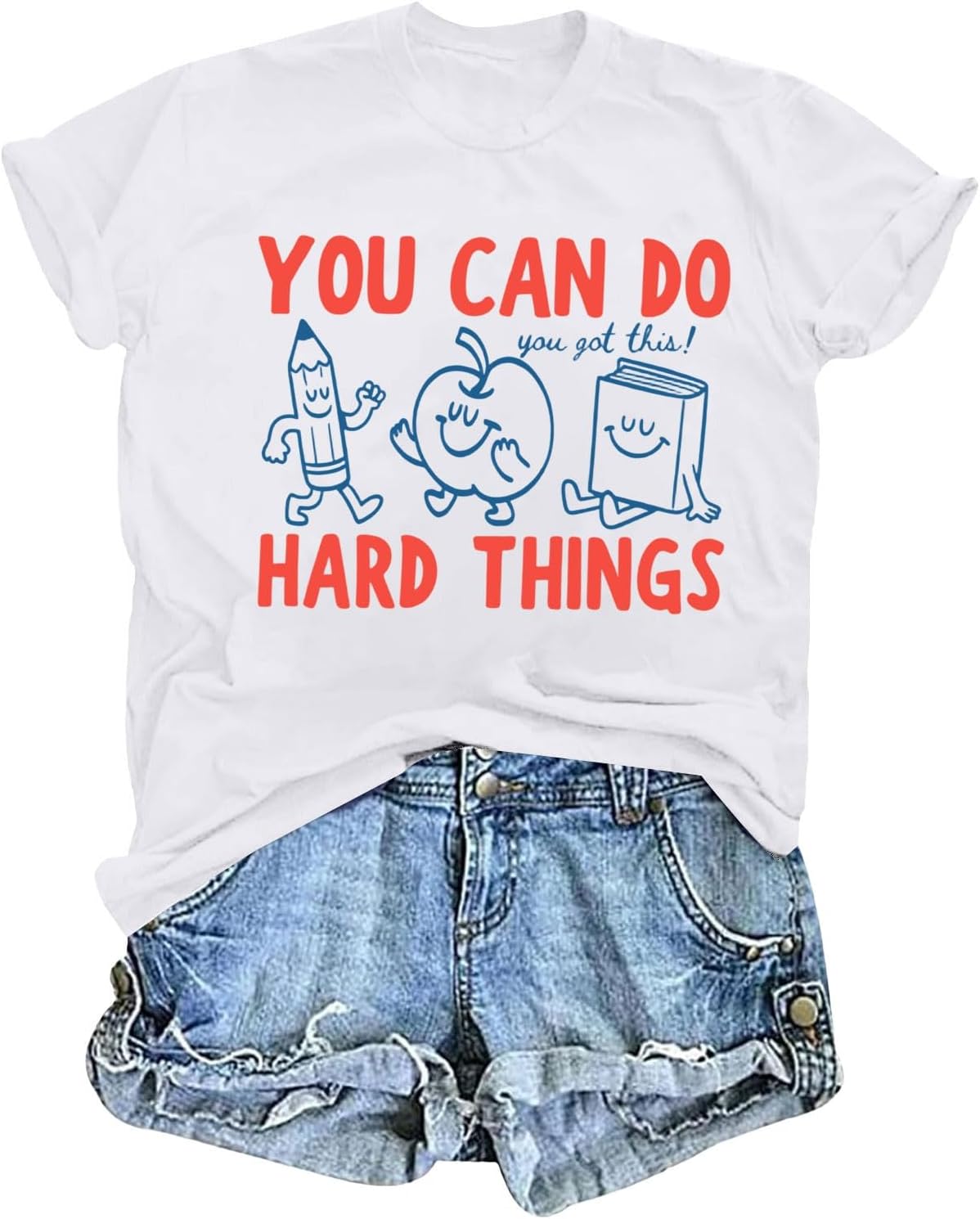 You Can Do Hard Things Shirt Teacher Tshirts Inspirational Tees for Women - White
