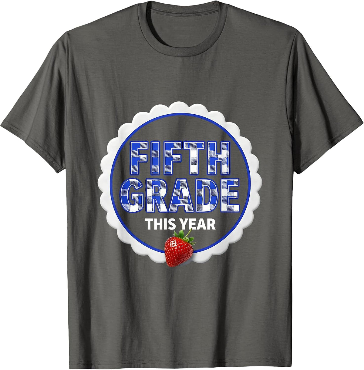 Fifth Grade This Year Cute Gingham Teacher Back To School T-Shirt - Asphalt Grey
