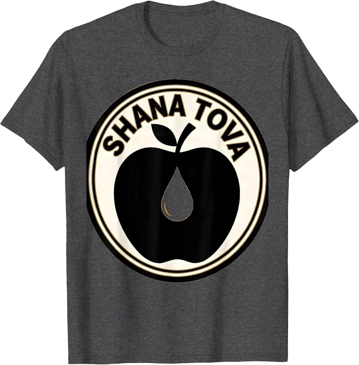 Men's Shana Tova Minimalist Jewish New Year Apple Honey Gift T-Shirt - Dark Heather Grey