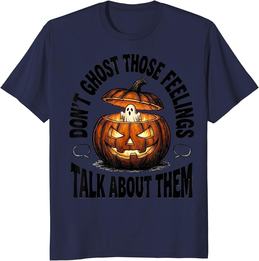 Don't Ghost Those Feelings Talk About Them School Counselor T-Shirt - Navy Blue