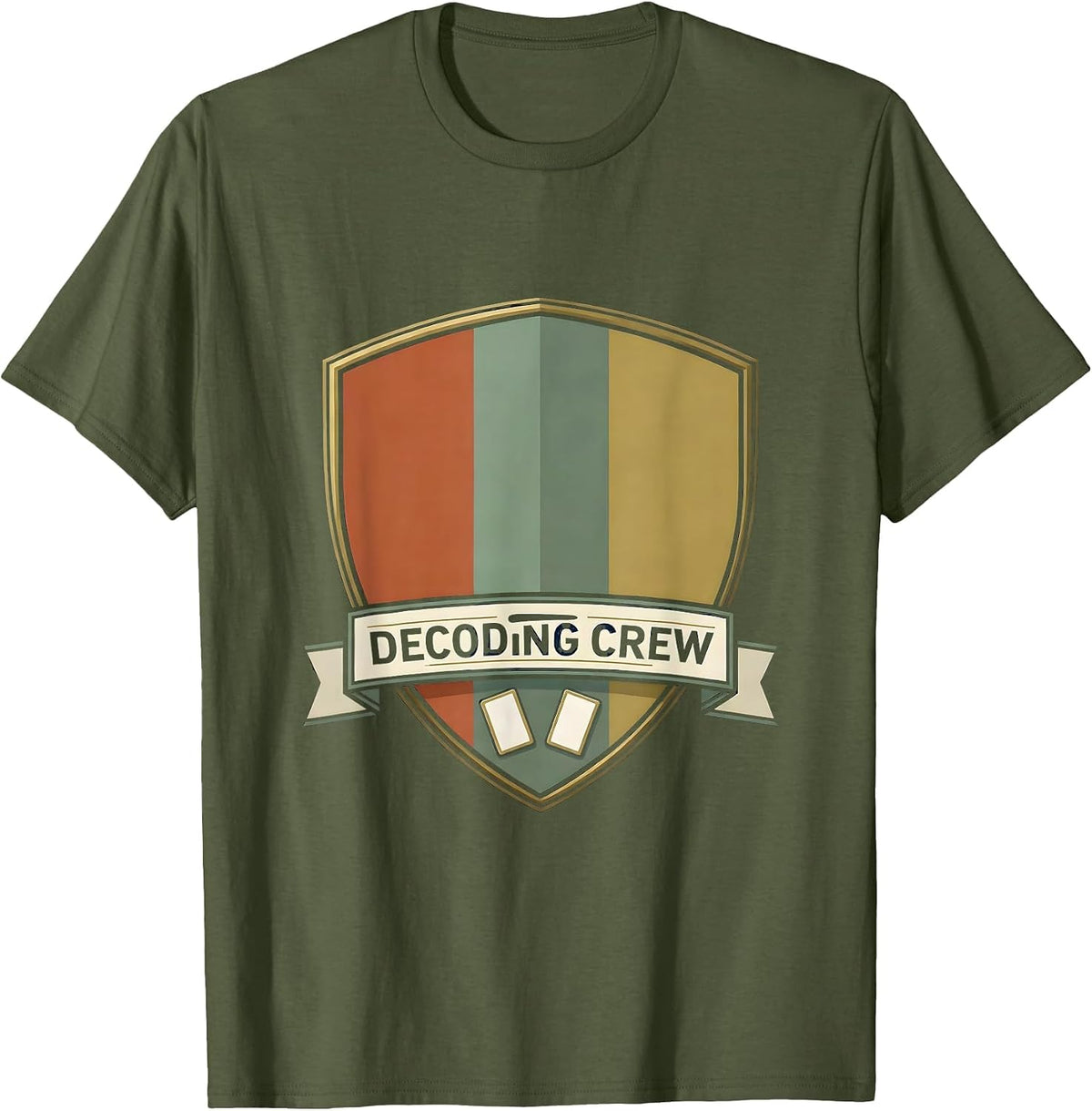 Decoding Crew Dyslexia Teacher Crew Humor Dyslexia T-Shirt - Olive Green